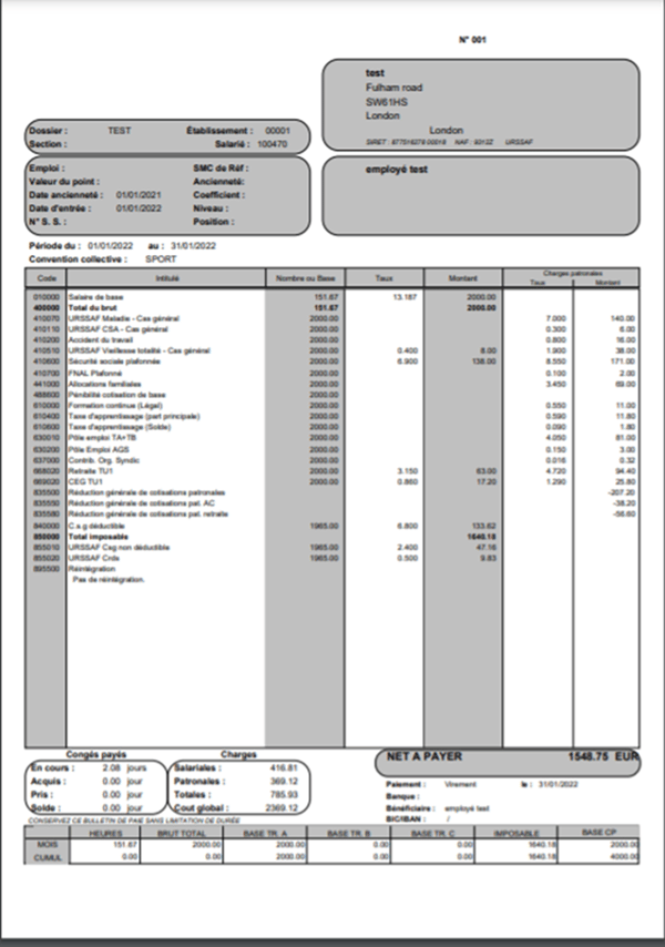 France Payslip Example - activpayroll