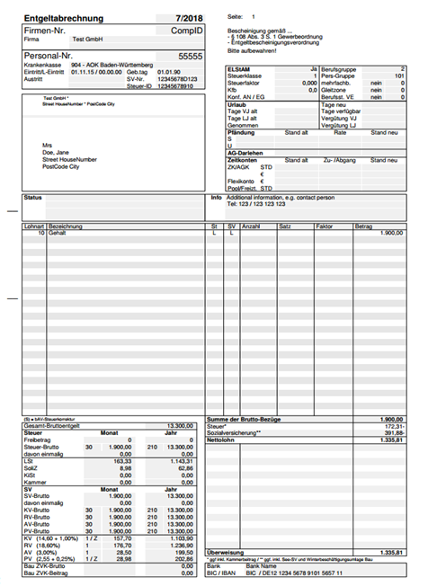 Germany Payslip Example - activpayroll